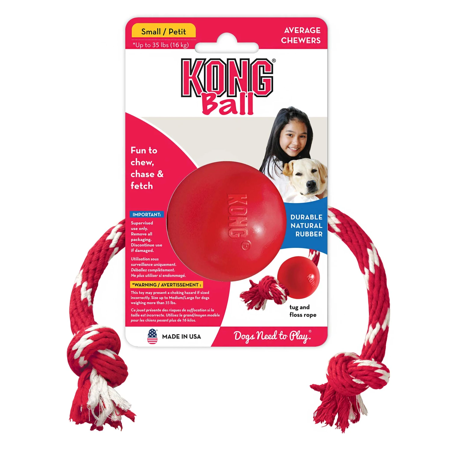 KONG Small Ball With Rope 2 KONG Small Ball With Rope - Image 2