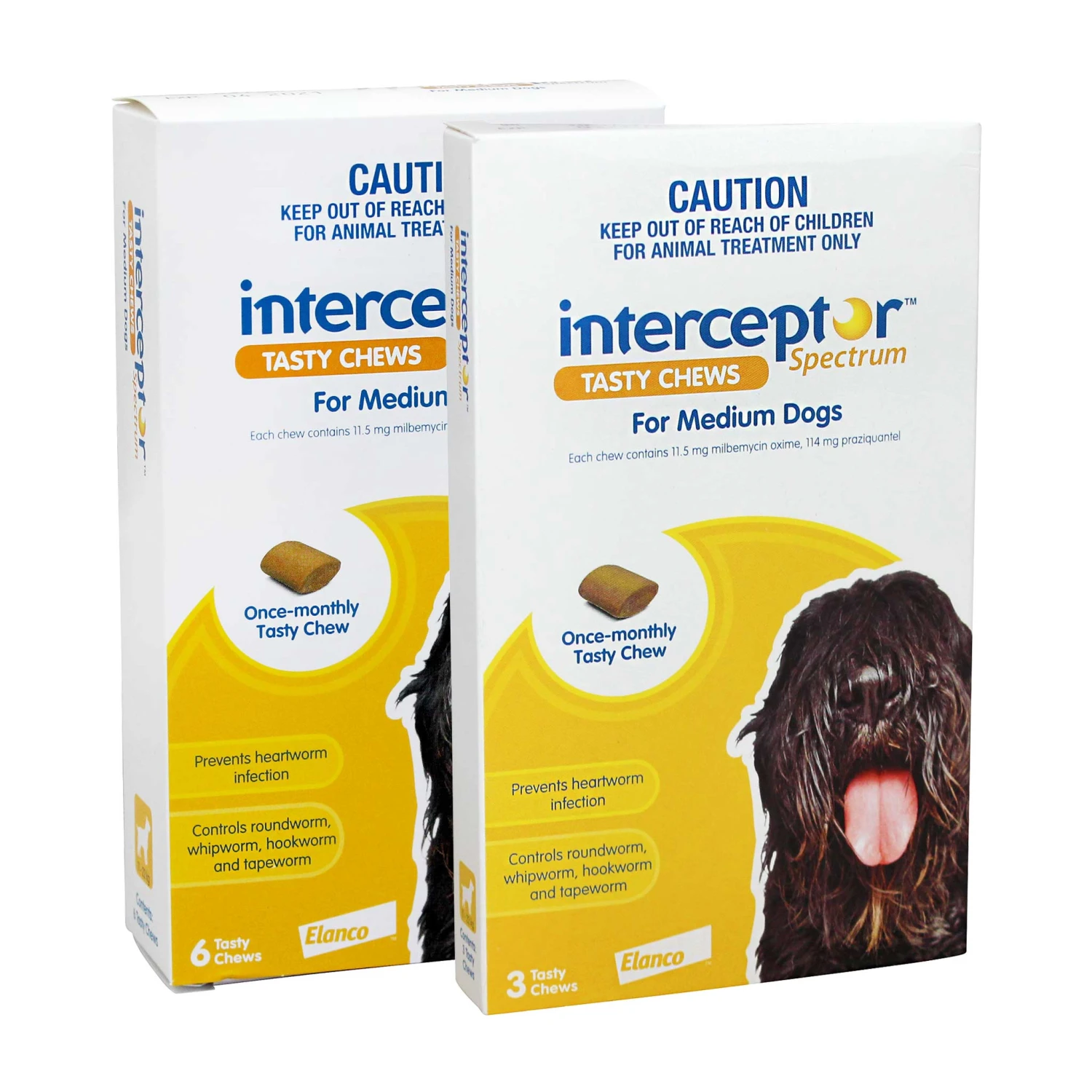 INTERCEPTORSpectrum Chews Yellow. Med Dogs 11-22kg 1 INTERCEPTORSpectrum Chews Yellow. Med Dogs 11-22kg