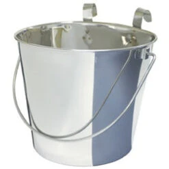 ZEEZ Stainless Steel Flat Sided Bucket Pails -Vetn Pet Direct Store 3203