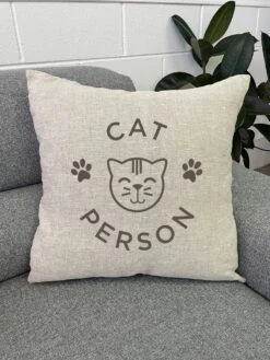 Furriends "Cat Person" Linen Cushion Cover