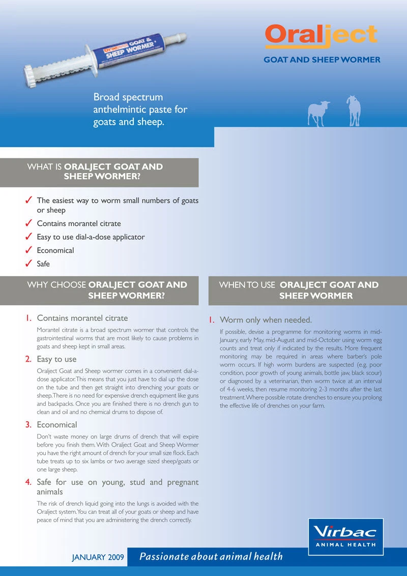 Virbac Oralject Goat & Sheep Wormer 30ml 2 Virbac Oralject Goat & Sheep Wormer 30ml - Image 2