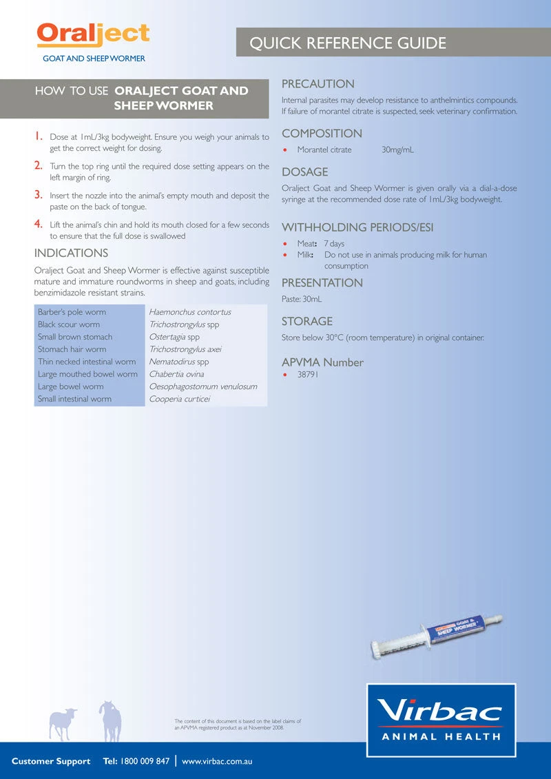 Virbac Oralject Goat & Sheep Wormer 30ml 3 Virbac Oralject Goat & Sheep Wormer 30ml - Image 3