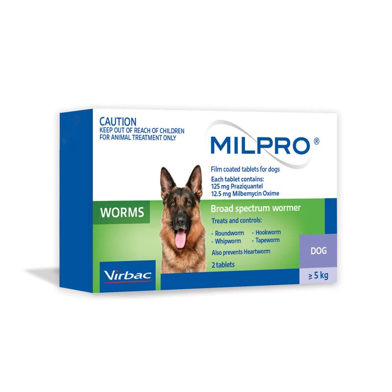 Virbac Milpro Broad Spectrum Wormer For Dogs Over 5kg 1 Virbac Milpro Broad Spectrum Wormer For Dogs Over 5kg