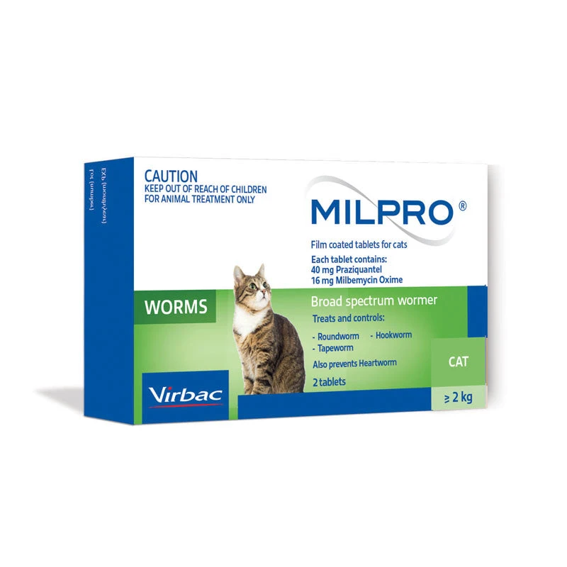 Virbac Milpro Broad Spectrum Worming Tablets For Cats Over 2kg 1 Virbac Milpro Broad Spectrum Worming Tablets For Cats Over 2kg