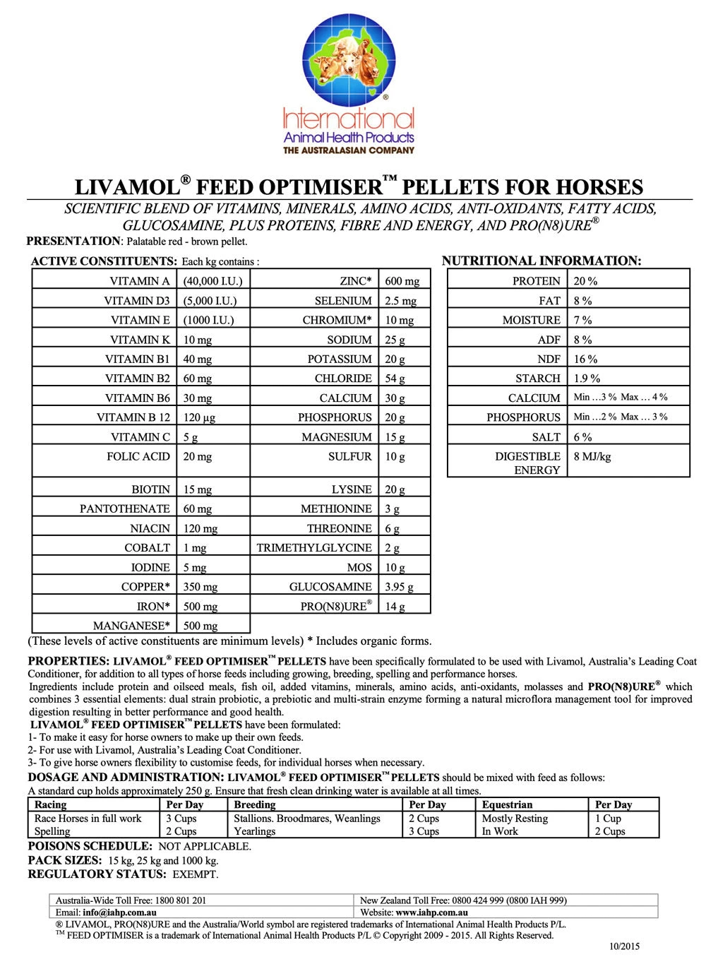 Livamol Feed Optimiser Pellets 15kg 2 Livamol Feed Optimiser Pellets 15kg - Image 2