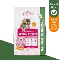 Trouble & Trix Tofu Cherry Blossom Scent Clumping Cat Litter Pellets 10L -Vetn Pet Direct Store AQ545TroubleTrixNaturalPelletsCatLitter CherryBlossom 01