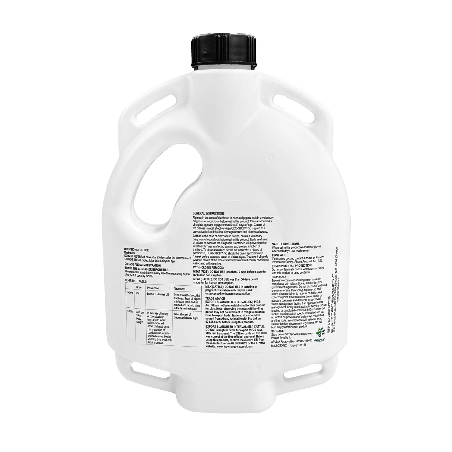 Abbey Coxi-Stop 50 Coccidiocide For Piglets & Cattle 1L 2 Abbey Coxi-Stop 50 Coccidiocide For Piglets & Cattle 1L - Image 2