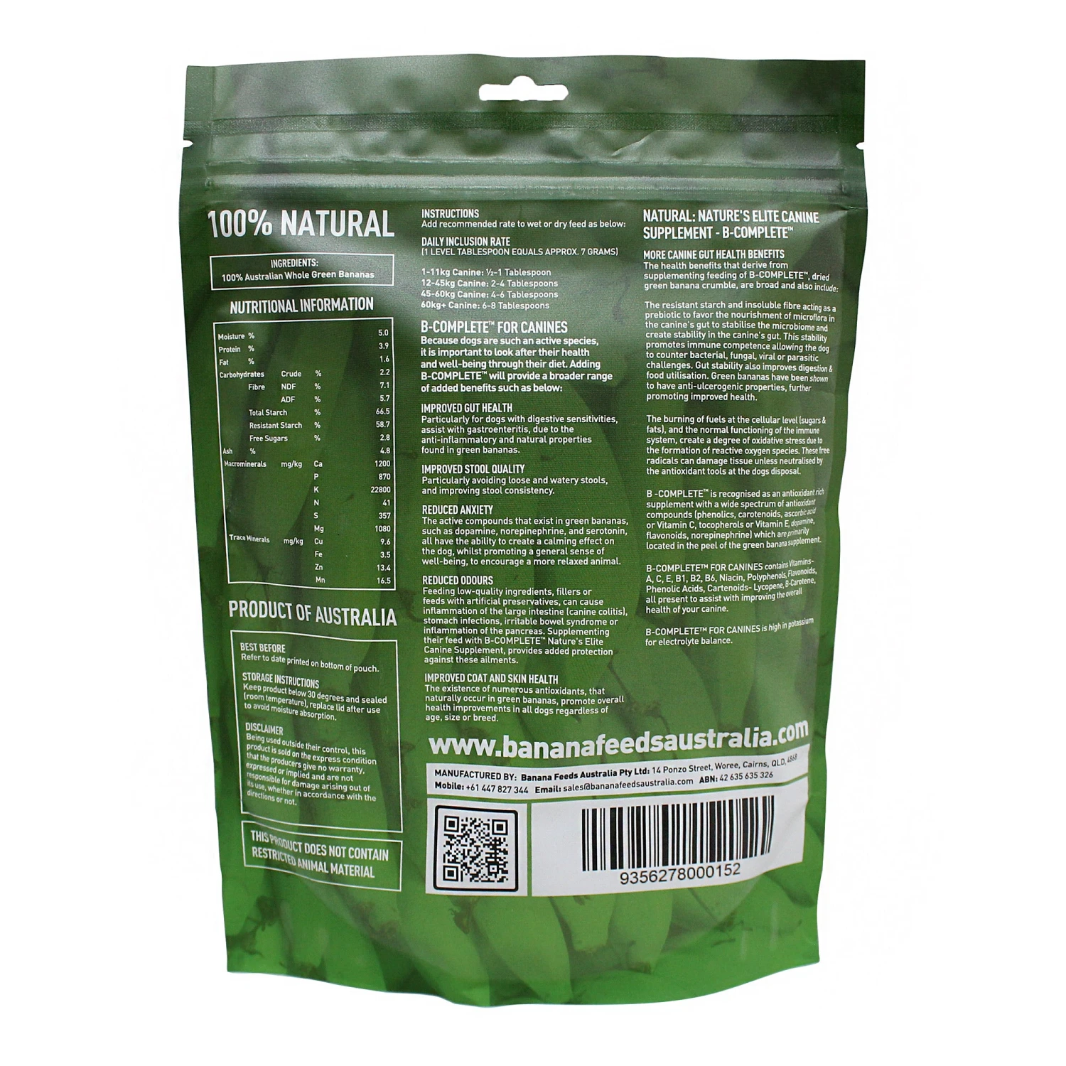 BFAB-COMPLETE Canine Green Banana Supplement 500g 2 BFAB-COMPLETE Canine Green Banana Supplement 500g - Image 2