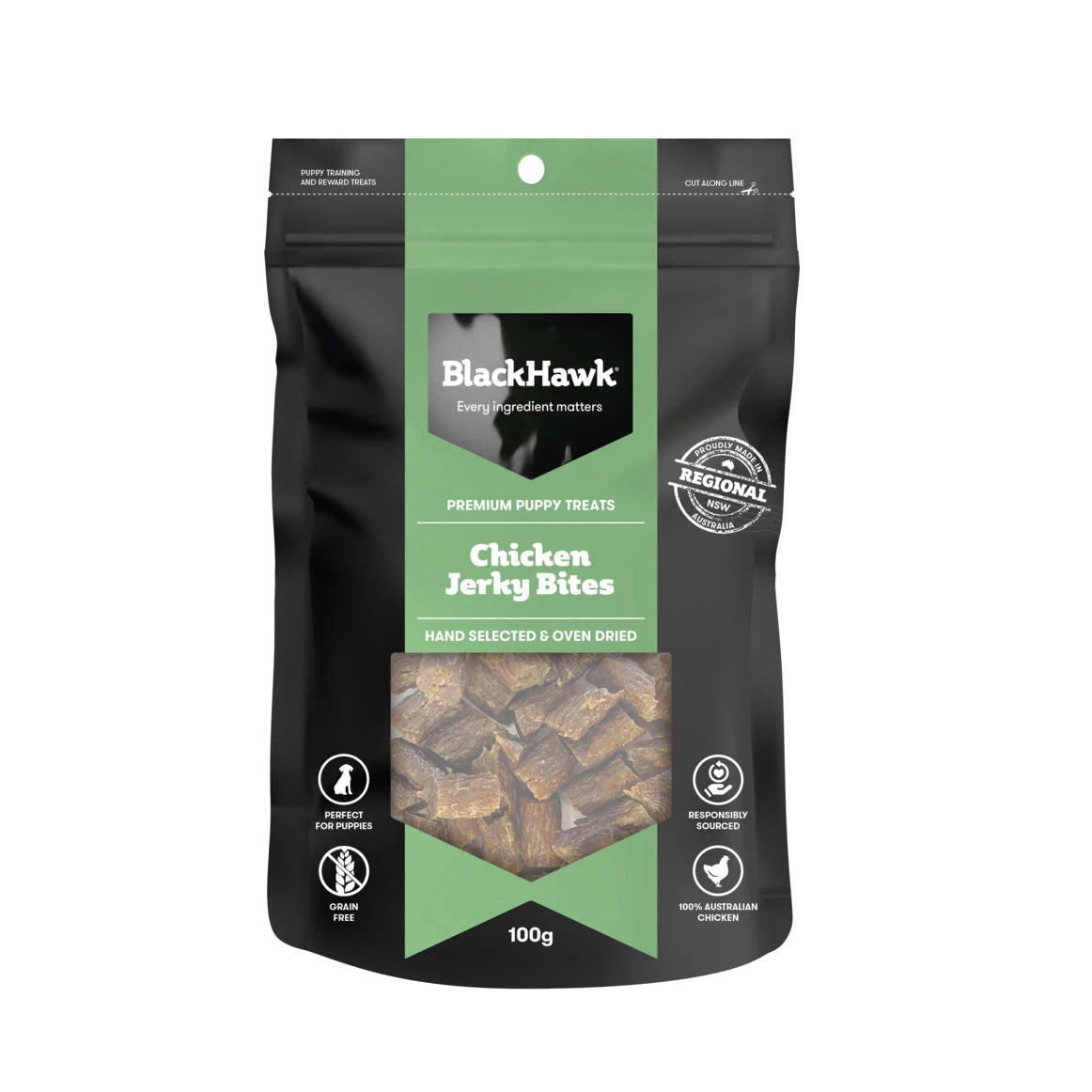 Black Hawk Chicken Jerky Bites For Puppies 100g 1 Black Hawk Chicken Jerky Bites For Puppies 100g