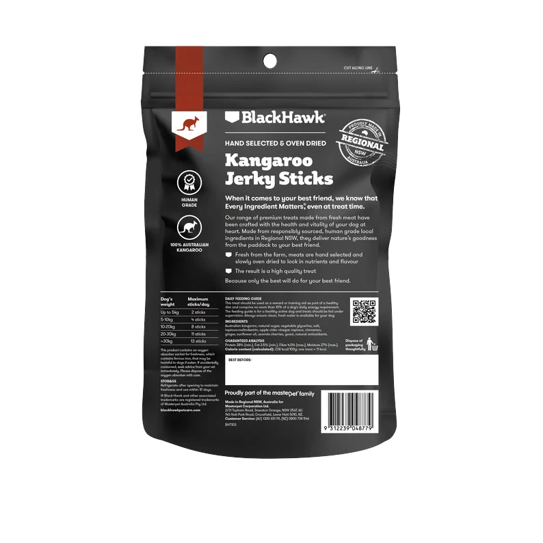 Black Hawk Kangaroo Jerky Dog Treats 100g 2 Black Hawk Kangaroo Jerky Dog Treats 100g - Image 2