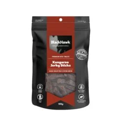 Black Hawk Kangaroo Jerky Dog Treats 100g 7 Black Hawk Kangaroo Jerky Dog Treats 100g -Vetn Pet Direct Store BH kangaroo jerky sticks front 1