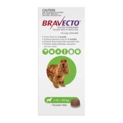 Bravecto 3-Month Chews For Medium Dogs 10-20kg (Green) -Vetn Pet Direct Store BRAVECTO CHEW 10 20kg FRONT 2019 web aded7748 8e68 40cb 90c7 213e05c82d81