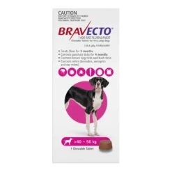 Bravecto 3-Month Chews For Very Large Dogs 40-56kg (Pink) -Vetn Pet Direct Store BRAVECTO CHEW 40 56kg FRONT 2019 web 900ffd7a 375d 4505 9067 8819d1e9e9b3