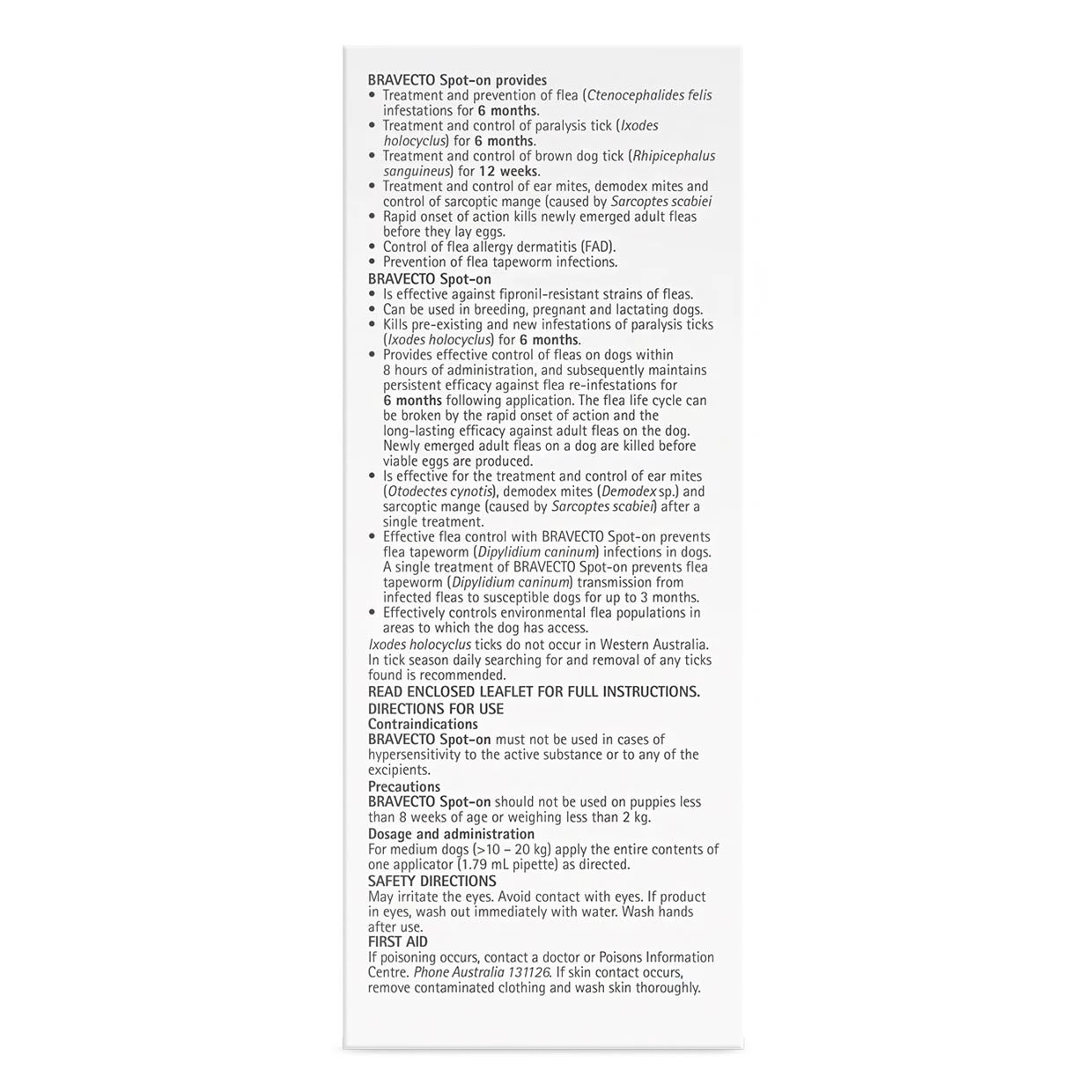 Bravecto Spot-on For Dogs 10kg-20kg (Green) - 1 Pack 2 Bravecto Spot-on For Dogs 10kg-20kg (Green) - 1 Pack - Image 2