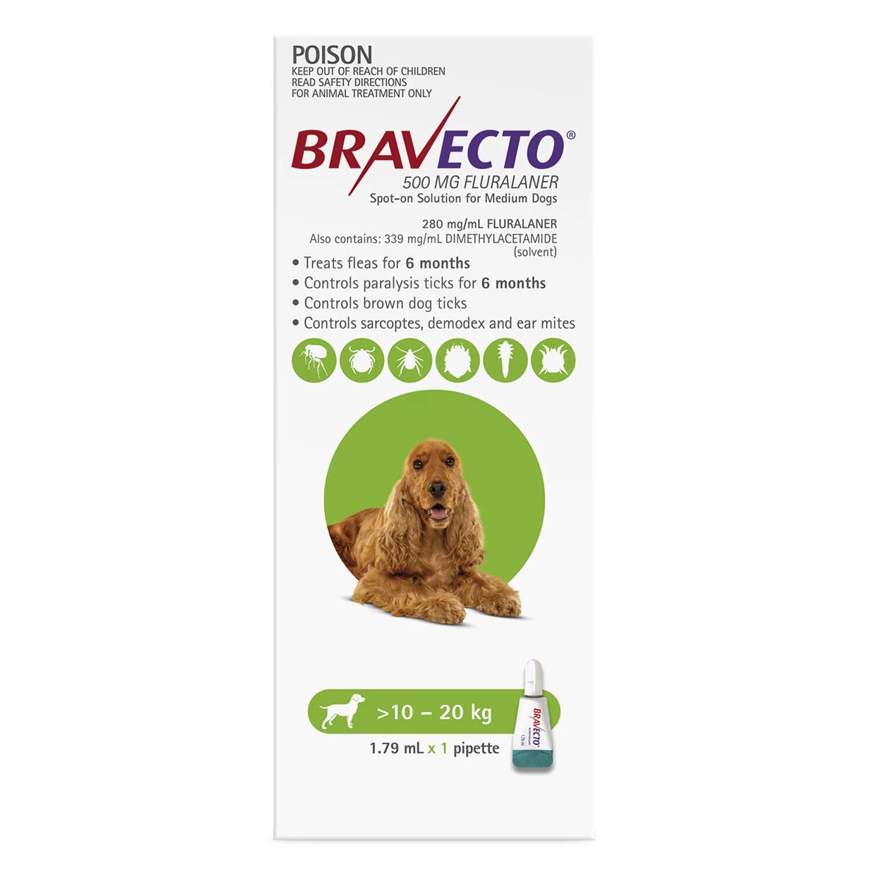 Bravecto Spot-on For Dogs 10kg-20kg (Green) - 1 Pack 3 Bravecto Spot-on For Dogs 10kg-20kg (Green) - 1 Pack - Image 3