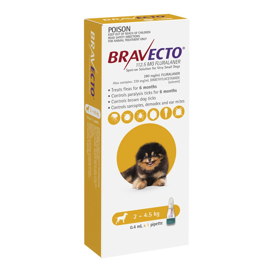 Bravecto Spot-on For Dogs 2kg-4.5kg (Yellow) - 2 Pack Value Bundle 2 Bravecto Spot-on For Dogs 2kg-4.5kg (Yellow) - 2 Pack Value Bundle - Image 2