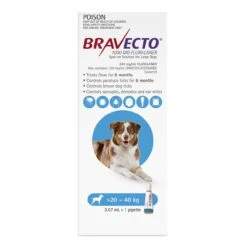 Bravecto Spot-on For Dogs 20kg-40kg (Blue) - 1 Pack -Vetn Pet Direct Store BRAVECTO Spot On DOG 20 40kg FRONT 2020 4web