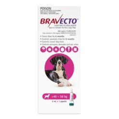 Bravecto Spot-On For Dogs 40kg-56kg (Pink) - 1 Pack 6 Bravecto Spot-On For Dogs 40kg-56kg (Pink) - 1 Pack -Vetn Pet Direct Store BRAVECTO Spot On DOG 40 56kg FRONT 2020 4web