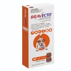 Bravecto 3-Month Chews For Small Dogs 4.5-10kg (Orange) -Vetn Pet Direct Store BRAVECTO DOG 2PK CHEW 4.5 10kg RHS 2020 1560px