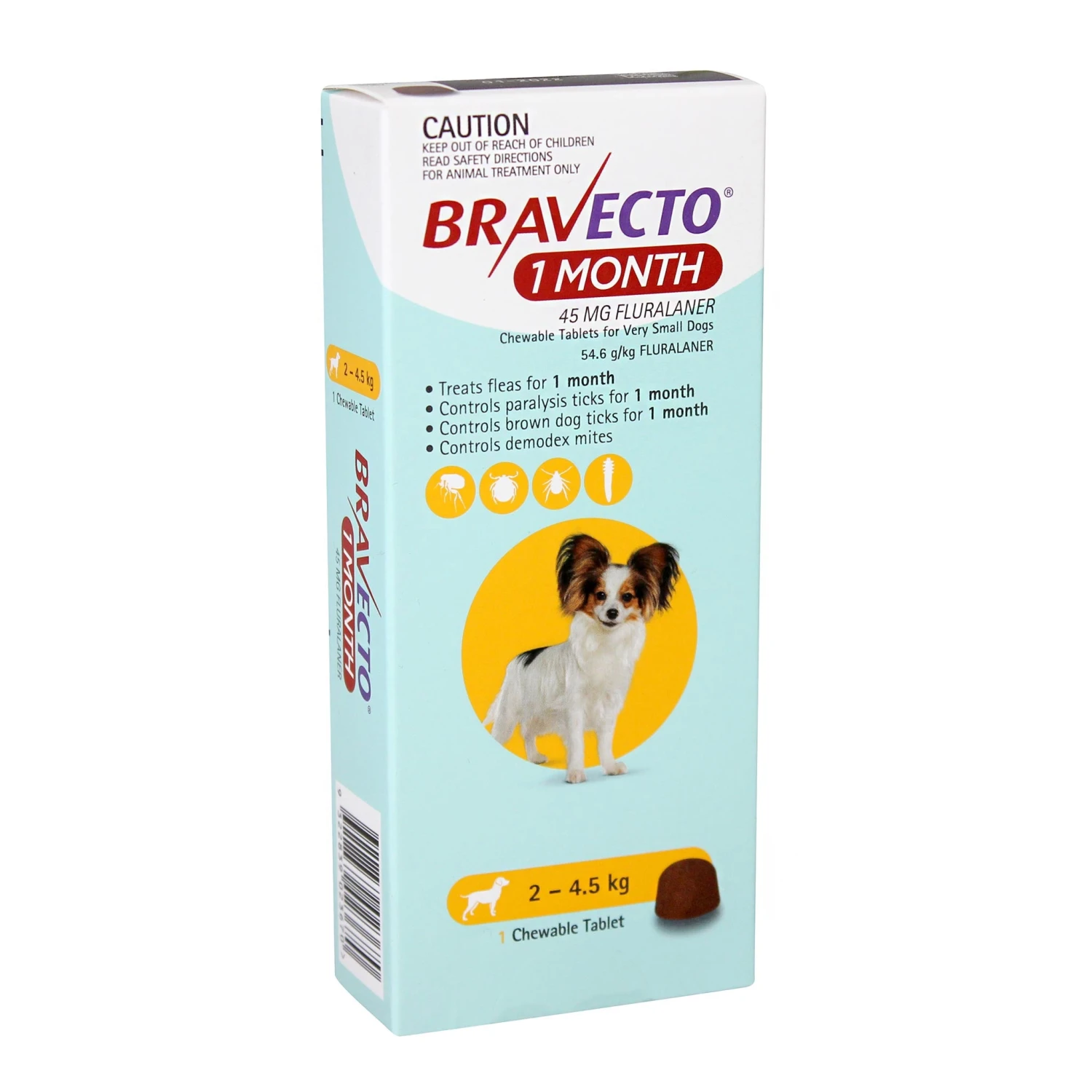 Bravecto 1-Month Chews For Very Small Dogs 2-4.5kg (Yellow) 1 Bravecto 1-Month Chews For Very Small Dogs 2-4.5kg (Yellow)