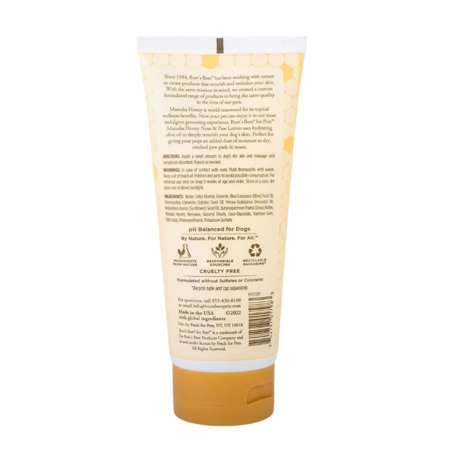 Burt's Bees Burt’s Bees Manuka Honey Paw & Nose Lotion With Olive Oil For Dogs 177mL 2 Burt's Bees Burt’s Bees Manuka Honey Paw & Nose Lotion With Olive Oil For Dogs 177mL - Image 2