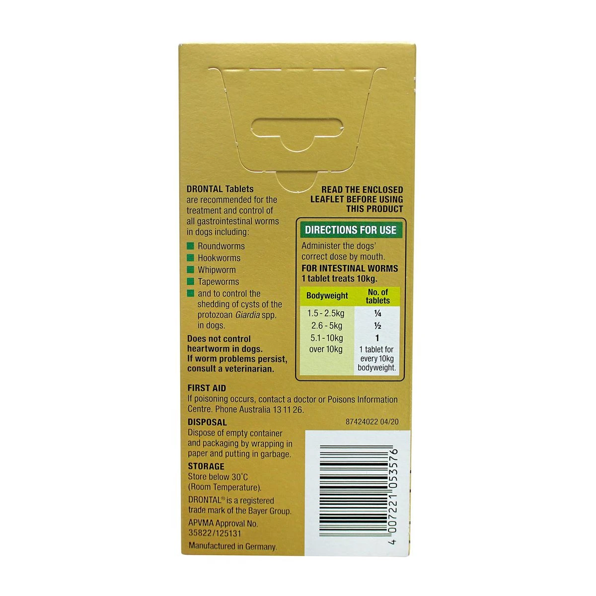 Drontal Allwormer Tablets For Medium Dogs - 6 Tablets 2 Drontal Allwormer Tablets For Medium Dogs - 6 Tablets - Image 2