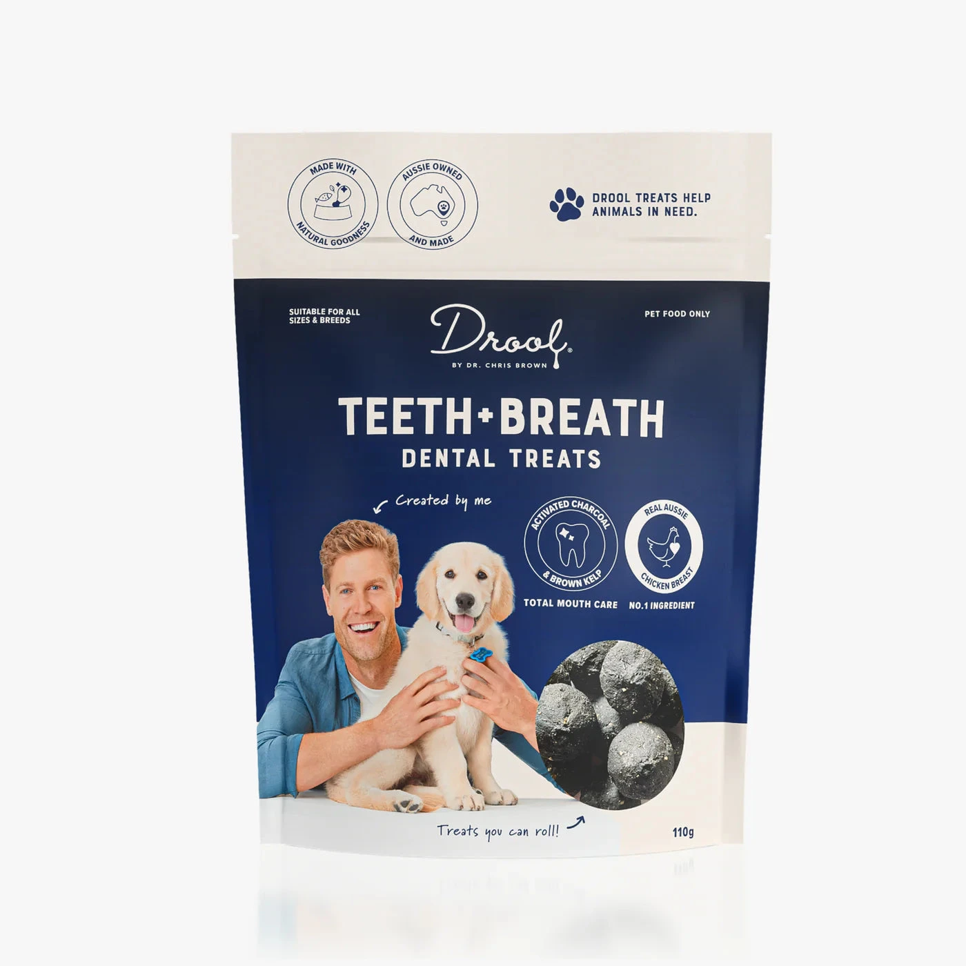 Drool By Dr Chris Brown Teeth + Breath Dental Treats 110g 1 Drool By Dr Chris Brown Teeth + Breath Dental Treats 110g