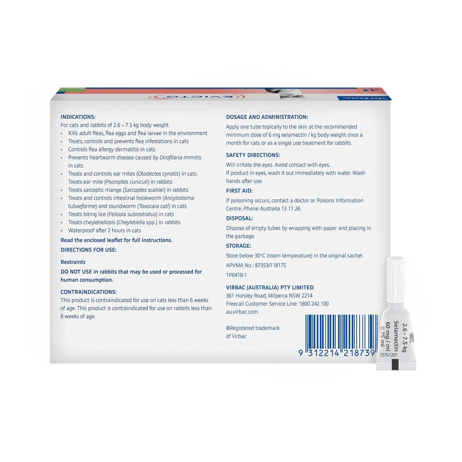 Virbac EVICTO Spot-on For Cats 2.6-7.5kg 4's 3 Virbac EVICTO Spot-on For Cats 2.6-7.5kg 4's - Image 3