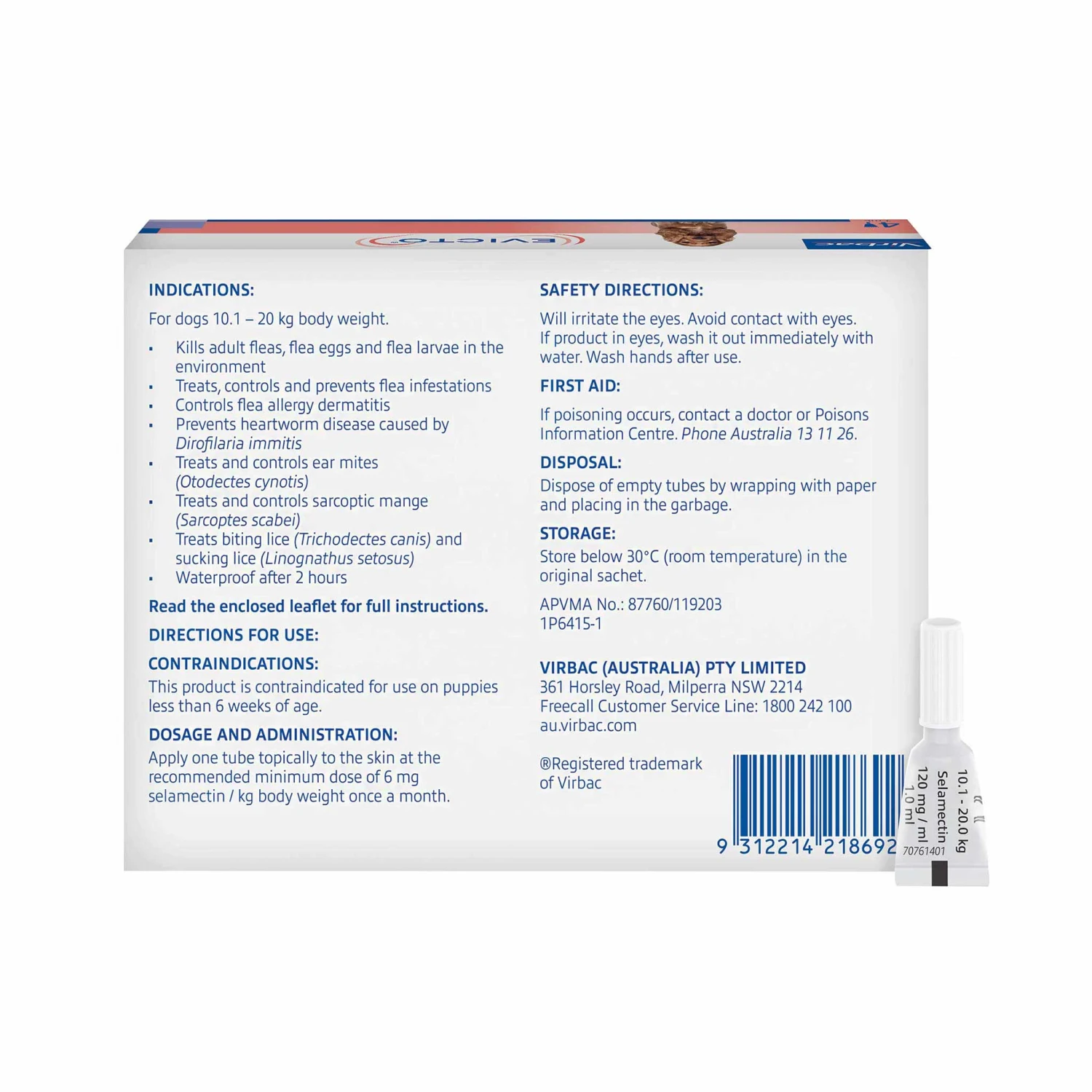 Virbac EVICTO Spot-on For Medium Dogs 10kg-20kg 4's 2 Virbac EVICTO Spot-on For Medium Dogs 10kg-20kg 4's - Image 2