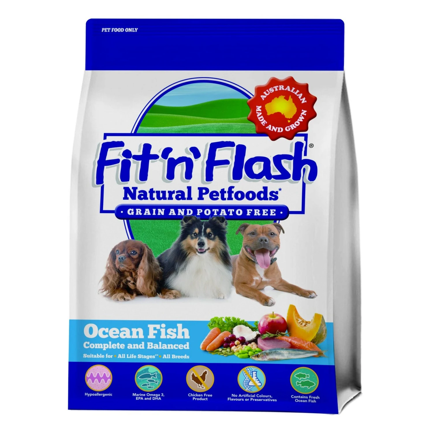 Fit'n'Flash Grain & Potato Free Dry Dog Food - Ocean Fish 2kg 1 Fit'n'Flash Grain & Potato Free Dry Dog Food - Ocean Fish 2kg