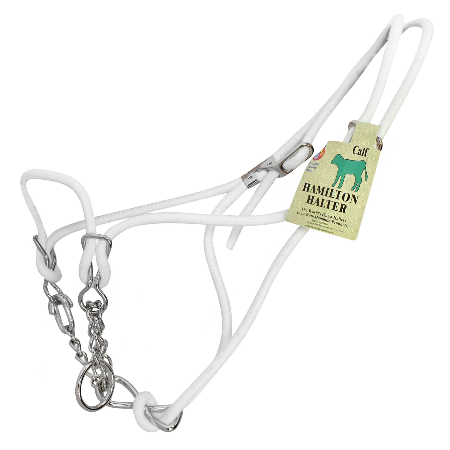 Hamilton Cattle Halter - White Cotton Rope With Control Chain 1 Hamilton Cattle Halter - White Cotton Rope With Control Chain