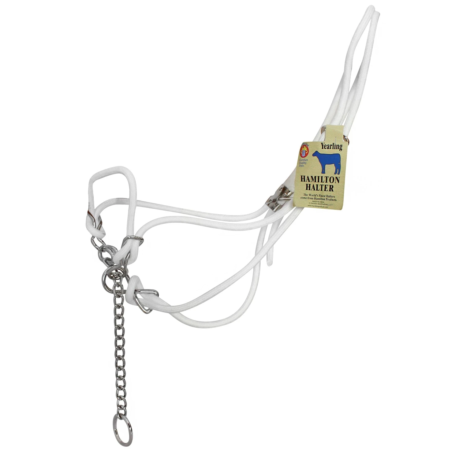 Hamilton Cattle Halter - White Cotton Rope With Control Chain 3 Hamilton Cattle Halter - White Cotton Rope With Control Chain - Image 3