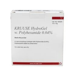 Kruuse HydroGel Sterile Wound Healing Gel 8 Kruuse HydroGel Sterile Wound Healing Gel -Vetn Pet Direct Store Kruuse HydroGel w Polyhexanide 04 box back web