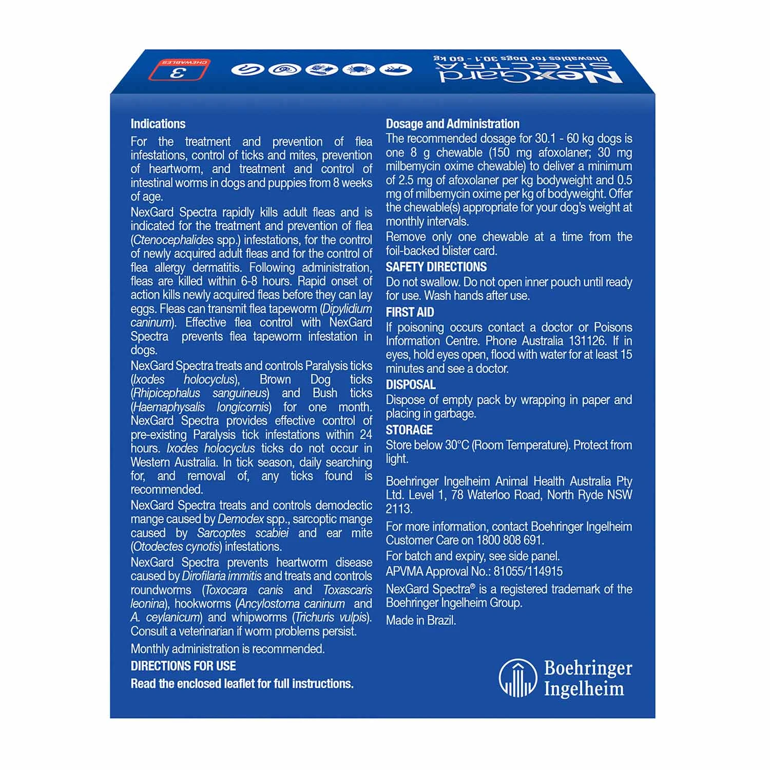 NexGard Spectra Chews For Very Large Dogs 30.1-60kg - 12 Pack Value Bundle 3 NexGard Spectra Chews For Very Large Dogs 30.1-60kg - 12 Pack Value Bundle - Image 3