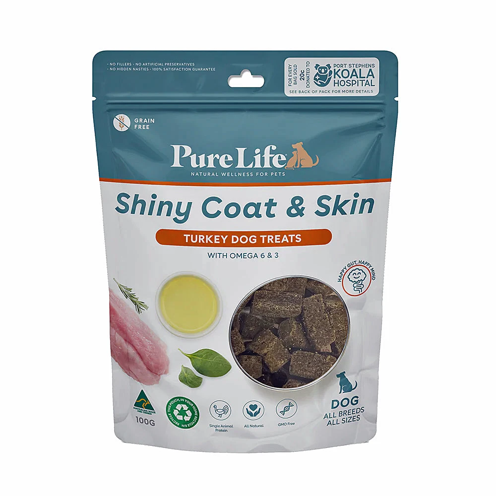 Pure Life Shiny Coat & Skin Turkey Dog Treats 100g 1 Pure Life Shiny Coat & Skin Turkey Dog Treats 100g