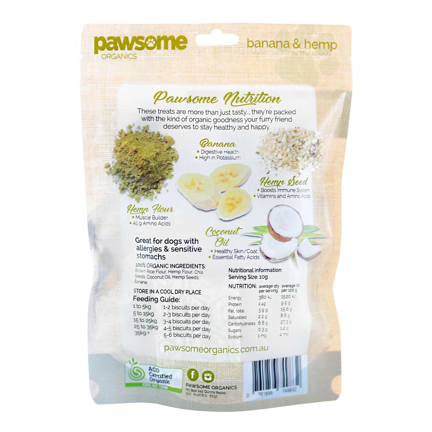 Pawsome Organics Hemp & Banana Dog Treats 200g 2 Pawsome Organics Hemp & Banana Dog Treats 200g - Image 2