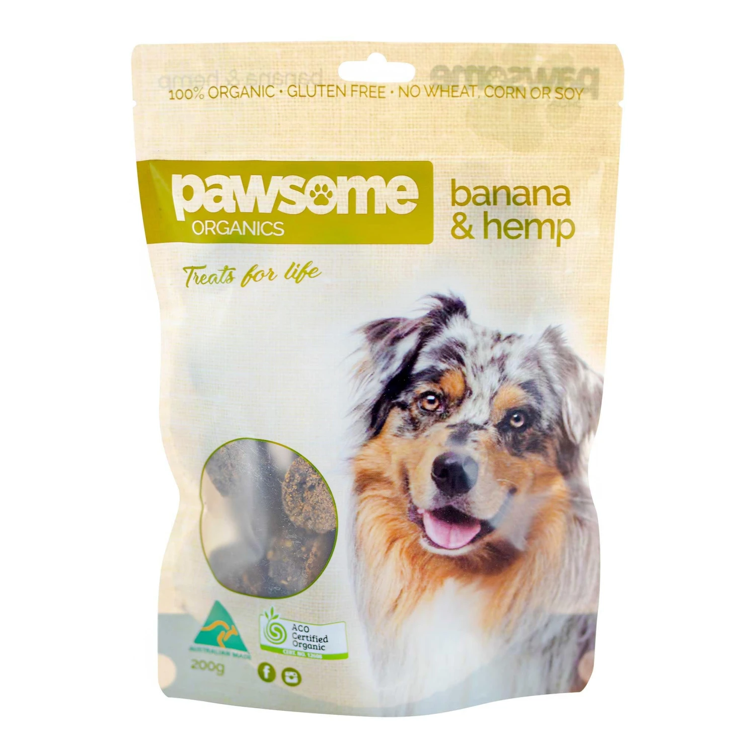 Pawsome Organics Hemp & Banana Dog Treats 200g 1 Pawsome Organics Hemp & Banana Dog Treats 200g