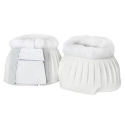 Ribbed Bell Boots With Fleece Top -Vetn Pet Direct Store Ribbed Bell Boots wFleece White Lge web