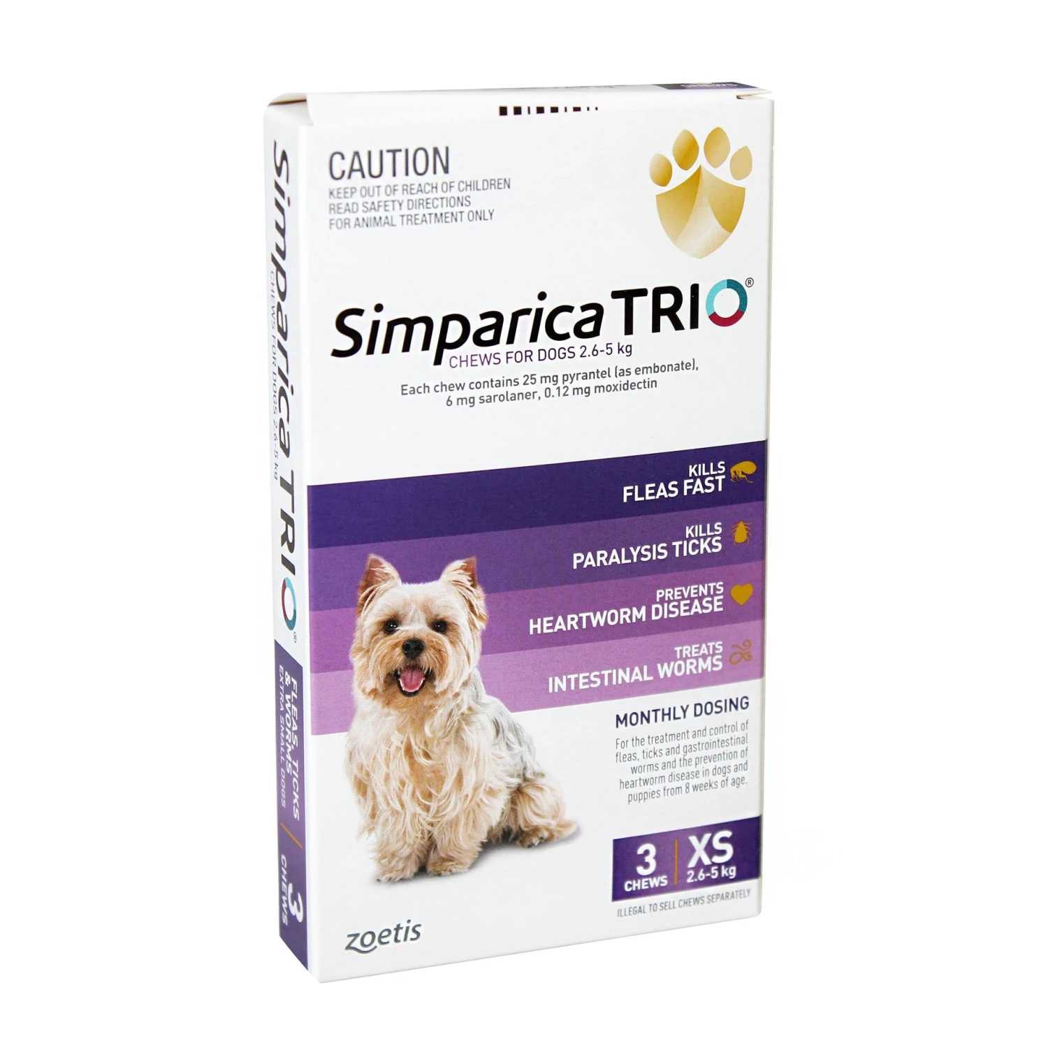 Simparica TRIO For XSmall Dogs 2.6-5kg - 3 Pack 1 Simparica TRIO For XSmall Dogs 2.6-5kg - 3 Pack
