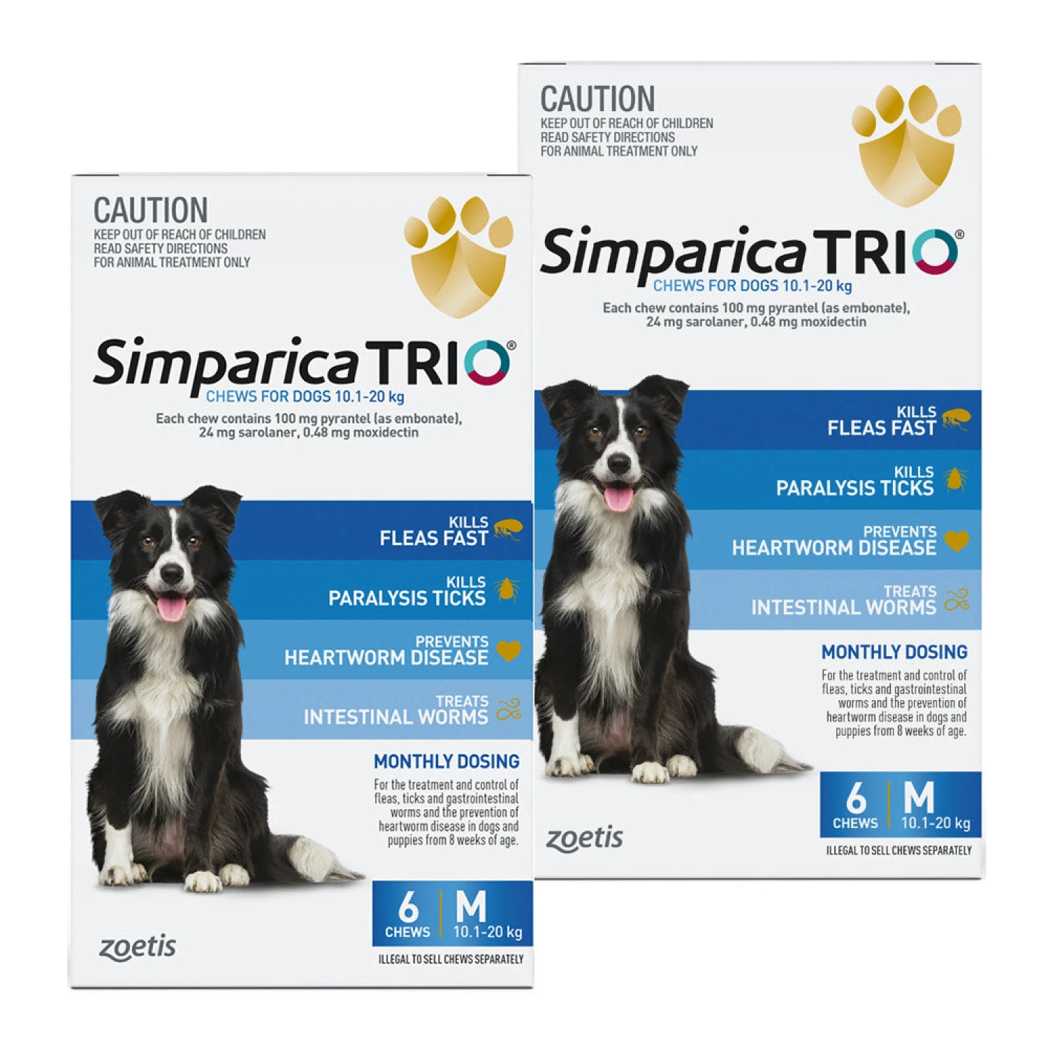 Simparica TRIO For Medium Dogs 10.1-20kg - 12 Pack Value Bundle 1 Simparica TRIO For Medium Dogs 10.1-20kg - 12 Pack Value Bundle