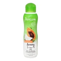 TropiClean Luxury 2-in-1 Papaya & Coconut Pet Shampoo & Conditioner 355mL