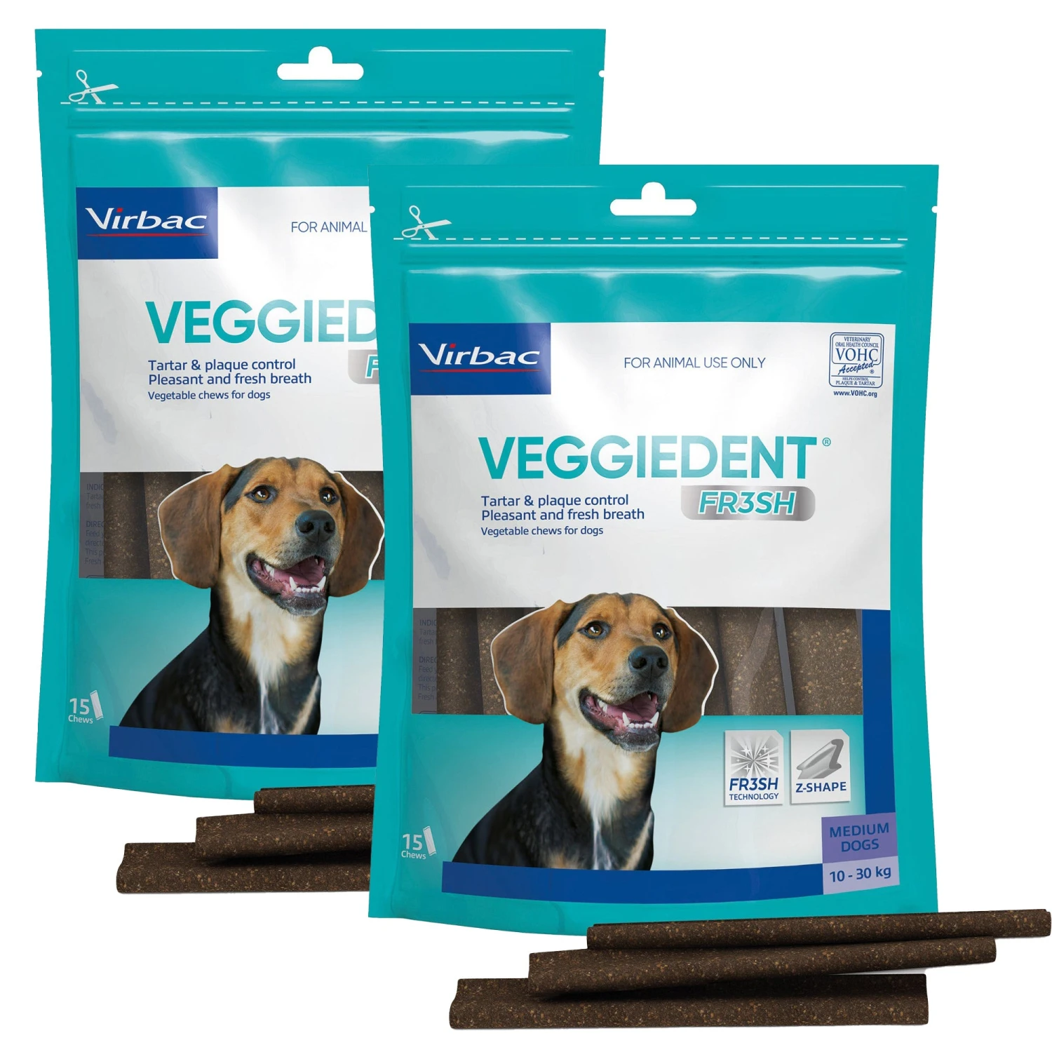 Virbac Veggiedent FR3SH Dental Chews For Dogs - 30 Pack (2 X 15's) Value Bundle 1 Virbac Veggiedent FR3SH Dental Chews For Dogs - 30 Pack (2 X 15's) Value Bundle