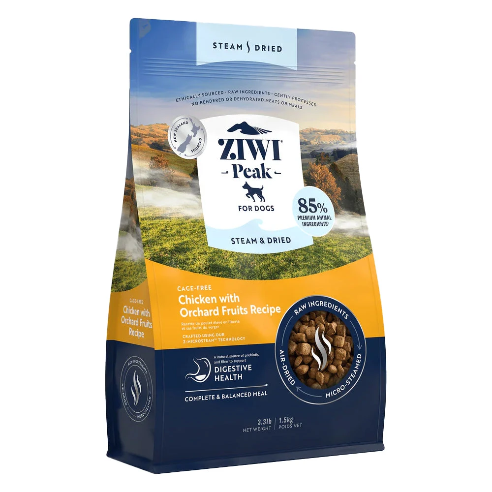 Ziwi Peak Steam & Dried Cage-Free Chicken With Orchard Fruits Dry Dog Food 1 Ziwi Peak Steam & Dried Cage-Free Chicken With Orchard Fruits Dry Dog Food