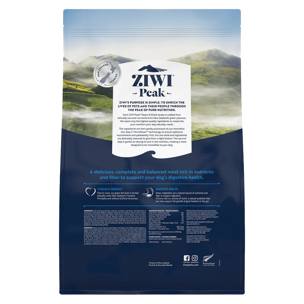 Ziwi Peak Steam & Dried Grass-Fed Lamb With Green Vegetables Dry Dog Food 2 Ziwi Peak Steam & Dried Grass-Fed Lamb With Green Vegetables Dry Dog Food - Image 2