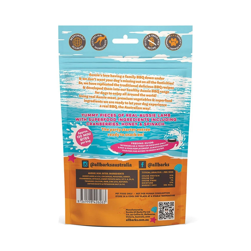 All Barks Aussie BBQ Mini Bites Lamb & Superfoods Dog Treats 110g 2 All Barks Aussie BBQ Mini Bites Lamb & Superfoods Dog Treats 110g - Image 2