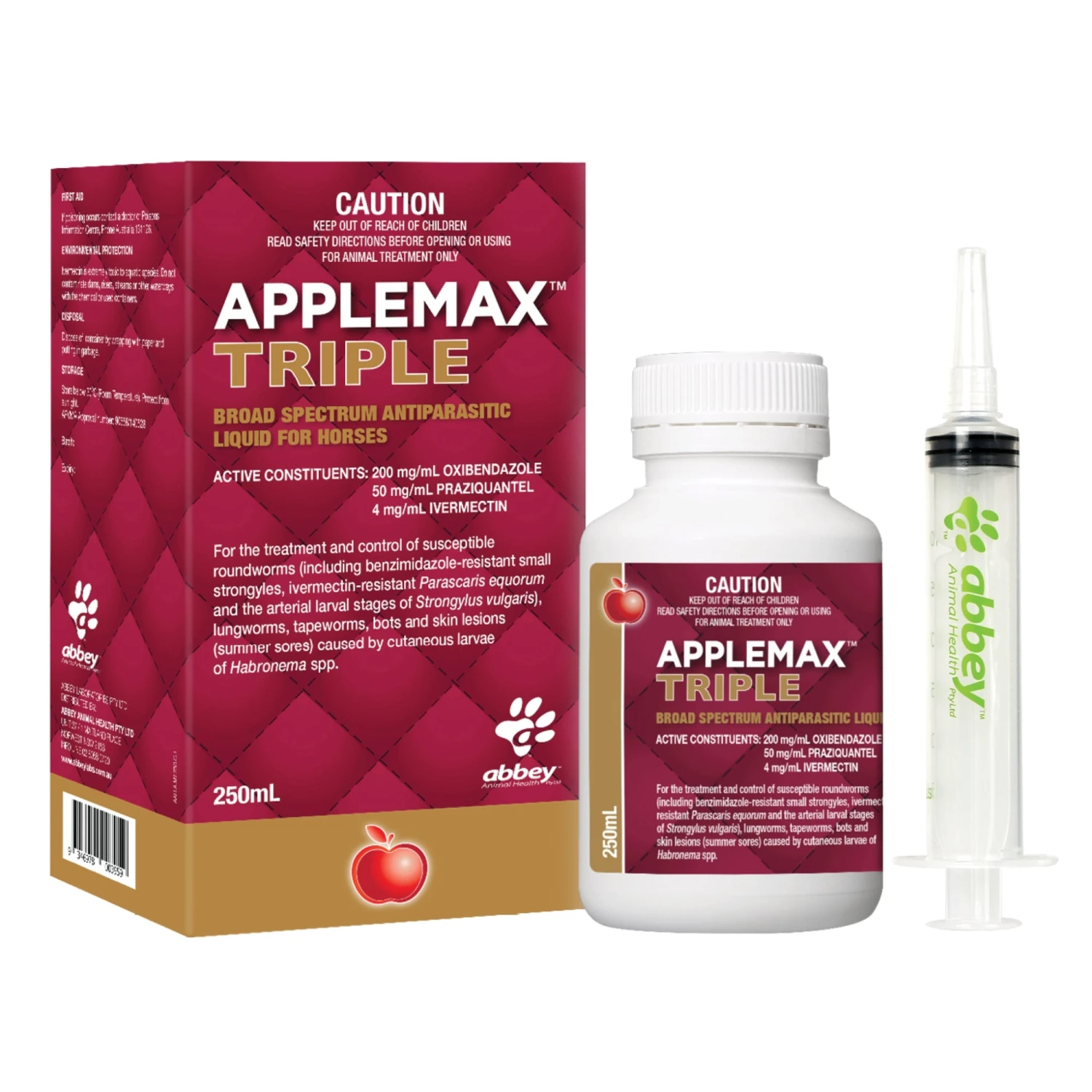 Abbey Applemax Triple Broad Spectrum Antiparasitic Liquid For Horses 250mL 1 Abbey Applemax Triple Broad Spectrum Antiparasitic Liquid For Horses 250mL