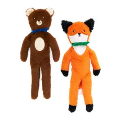 Zippy Paws Fluffy Peltz - Bear And Fox 2 Pack