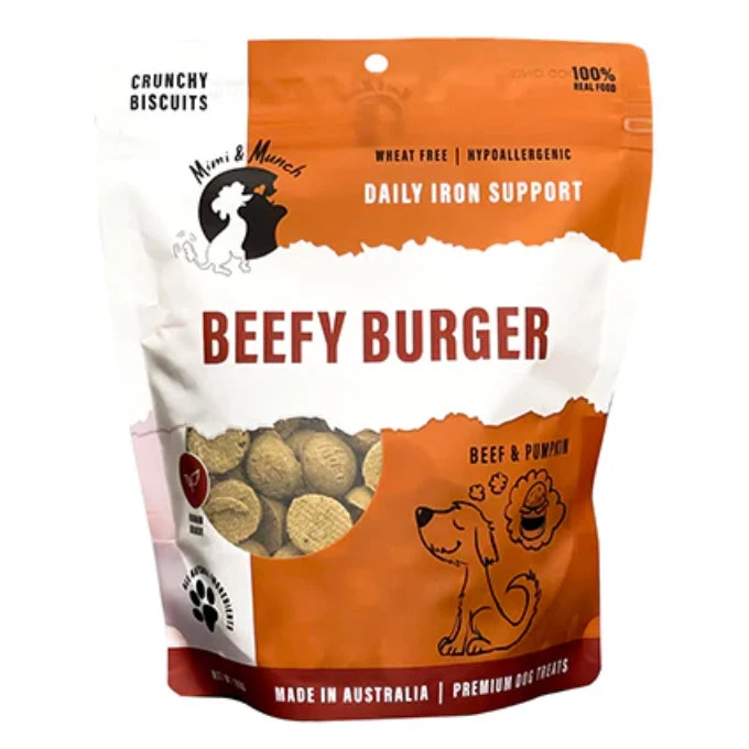 Mimi & Munch Beefy Burger Biscuits 180g 1 Mimi & Munch Beefy Burger Biscuits 180g