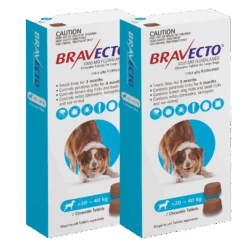 Bravecto 3-Month Chews For Large Dogs 20-40kg (Blue) - 2 X 2 Chew Value Bundle