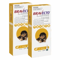 Bravecto Spot-on For Dogs 2kg-4.5kg (Yellow) - 2 Pack Value Bundle